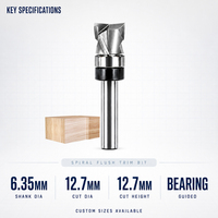 Fraise à défoncer Miaorui, queue de 1/4 pouce (12,7 mm), diamètre de coupe, en carbure monobloc, à roulement spiralé, pour bois, MDF, contreplaqué, OEM