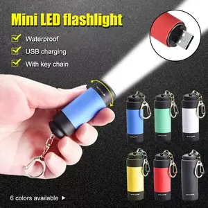 Colorful Promotional Gift Flashlight Key Ring LED Torch USB Rechargeable Ultra Bright Mini Keychain Flashlight
