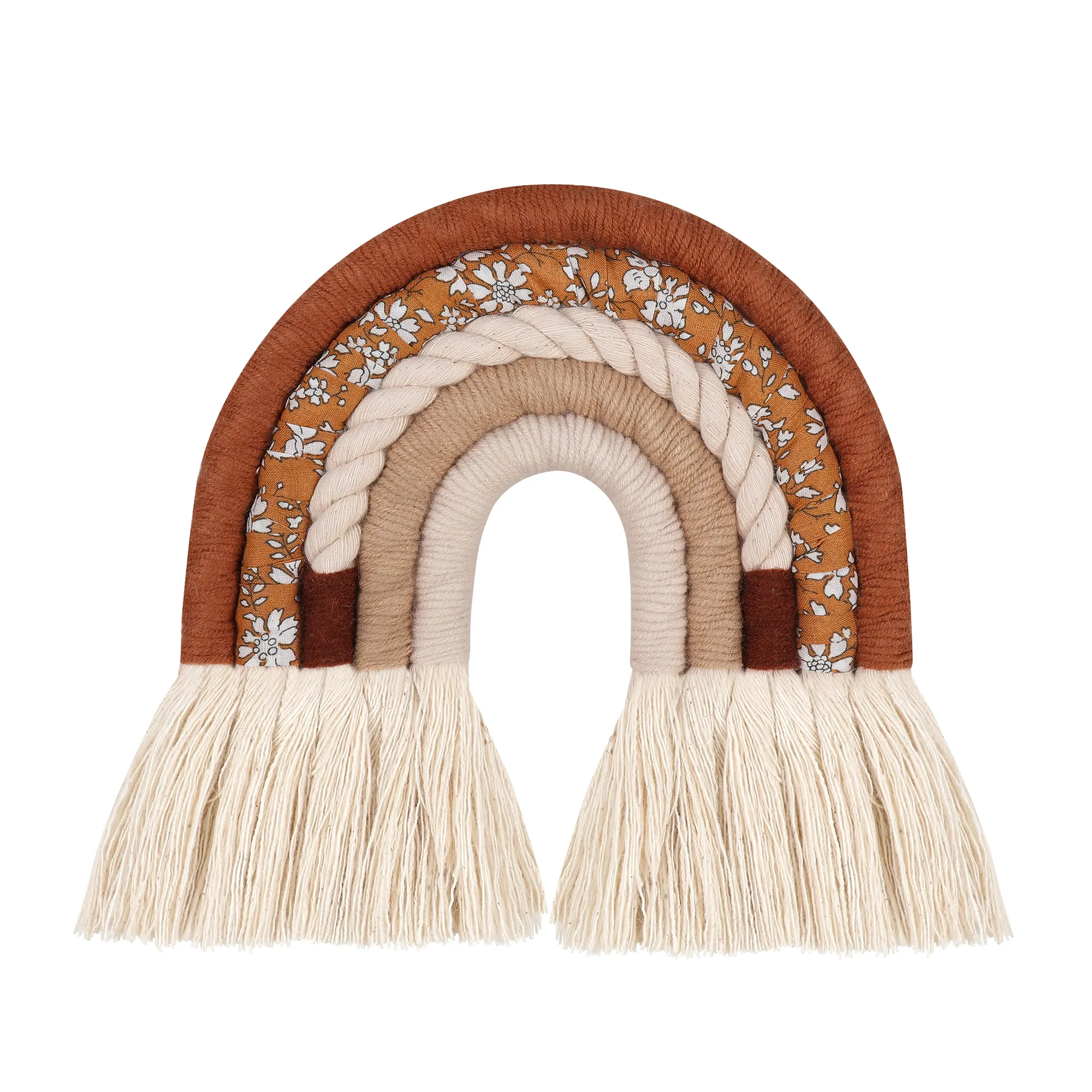 Decoración Adorno de Navidad Arco Iris Marrón Bautismo Macramé contemporáneo 70g Tejido hecho a mano Cuerda para colgar en la pared, cuerda