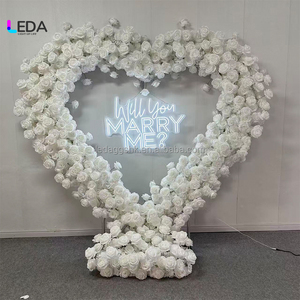 LEDA Exquisite Wedding Backdrop <b>Decoration</b> White Rose Heart Shaped Flower <b>Arch</b> Artificial Flowers <b>Decoration</b> for Events Decor - Product Image 6