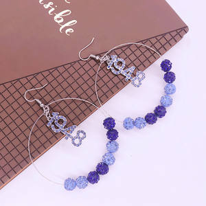 Exquisita organización de servicio artesanal hecha a mano griega ZA año de fundación 1948 número colgante Zeta Amicae hermandad de mujeres pendientes - Product Image 6