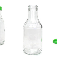 Botol Saus Tomat Kosong, Botol Kaca Dapur untuk Selai Salad, Botol Minuman Kaca 16oz dengan Tutup Sekrup