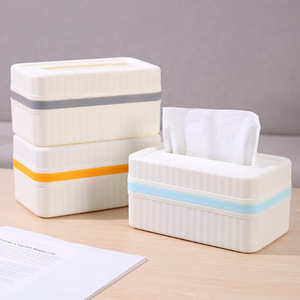 Boîte à mouchoirs double couche bicolore en plastique avec couvercle ouvrant, rangement de bureau pour chambre, salon, salle de bain - Product Image 1