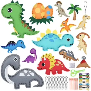 2023 hot selling preschool easy and fun felt small craft dinosaure toys diy kids sewing kit for beginner children