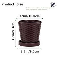 Plateau de pot de fleurs en PP tissé durable avec trou de drainage, capacité de 0,58 L, motif circulaire, design traditionnel pour la culture de plantes succulentes en intérieur