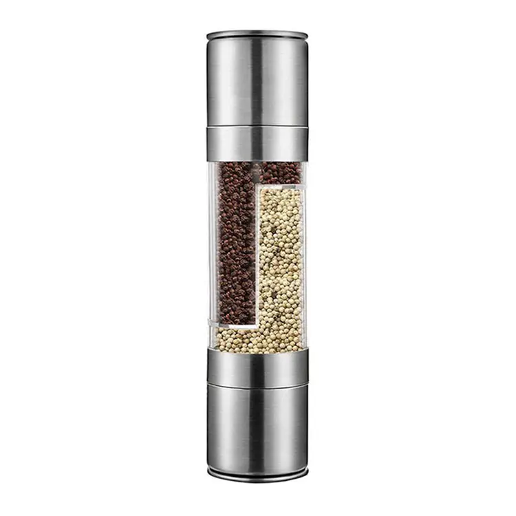 2 in 1 Salt and Pepper Grinder - Stainless Steel Dual-purpose Salt and Pepper Mill Manual Spice Grinders with Adjustable Finenes