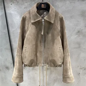 Vestes en daim <span class=keywords><strong>aviateur</strong></span> surdimensionnées pour femmes manteau en cuir de <span class=keywords><strong>mouton</strong></span> véritable vestes en daim pour femmes - Product Image 2