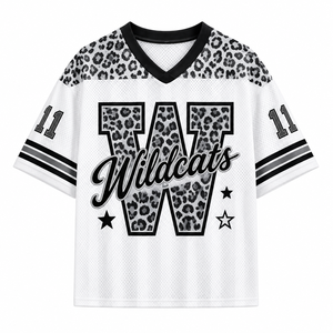 Camiseta Deportiva Corta de Fútbol para <span class=keywords><strong>Mujer</strong></span>, Estampado de Leopardo Rosa, Mustangs 08 Champions, Cuello en V, Malla, Manga Corta, Uniforme de Equipo Personalizado - Product Image 6