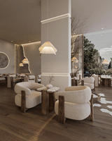 Ensemble de mobilier haut de gamme sur mesure pour confiserie, vitrine en verre, mobilier en bois pour café, design d'intérieur complet pour café.