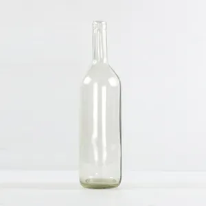 500Ml 750Ml ריק ברור ברור שקוף ישר עגול דק תחתון זכוכית יין בקבוק עם קוטר של 85Mm