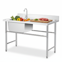 Wastafel Dapur Komersial OEM 304 Stainless Steel Dua Kompartemen, Finishing Brushed, Kapasitas 4L, Kaki Dapat Disesuaikan untuk Restoran dan Bar