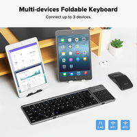 Delux KF18 Folding Wireless Keyboard 2.4G Rechargeable 2-in-1 Touchpad Leather Cover Portable Multi-Device Compatible