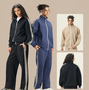 Gran oferta, chándal <span class=keywords><strong>deportivo</strong></span> informal Vintage para <span class=keywords><strong>hombre</strong></span>, conjunto con capucha y cremallera, conjunto de pantalones de chándal y sudaderas con capucha personalizadas de peso pesado de 340 Gsm para <span class=keywords><strong>hombre</strong></span> - Product Image 2