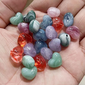 13mm* 10mm Heart Acrylic Beads for <strong>Keychain</strong> Phone Charm Bag Charm DIY Jewelry Making Craft Supplies Wholesale Bead Accessories - Product Image 2