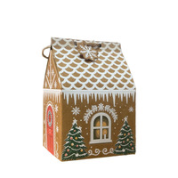 Nouvelle boîte cadeau en papier kraft écologique imperméable avec poignée pour emballer des bonbons, des biscuits, des gâteaux et des dim sum de Noël