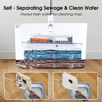 Ensemble serpillière et seau pliable à deux compartiments pour eau propre et sale, rotatif à 360°, en microfibre, pour nettoyage des sols, faible MOQ