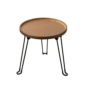 Bamboo <b>Folding</b> Round Coffee <b>Table</b> Metal Frame Minimalist Design Outdoor Indoor Use <b>Small</b> Tea <b>Table</b> - Product Image 3