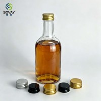 Bouteille en verre réutilisable de 350 ml à col court et à vis, idéale pour le vin de fruits, les liqueurs, les spiritueux et l'affichage en magasin.