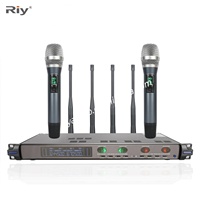 Microphone sans fil R-12 à double canal UHF à tube à vide, suppression du bruit, antenne intégrée, amplificateur pour karaoké
