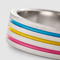 316L Edelstahl 18K Vergoldeter Ring Vintage Drei Rillen Regenbogen Öltropfen Hip-Hop Party Anpassbare Gravur