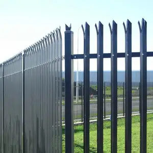 Panel pagar tipe W pagar Palisade Anti karat kustom besi baja galvanis lapisan bubuk Pvc pagar taman Total 2