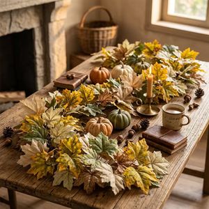 Guirnalda Decorativa de Otoño Fuyi, Enredadera Artificial de Arce de 6 pies, para Interiores y Exteriores, con Hojas, Calabazas y Granos - Product Image 2