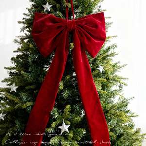 Lazo de Tela Rojo Navideño de Alta Calidad, Adorno Colgante Grande para Ventanas y Decoración Festiva del Hogar - Product Image 3