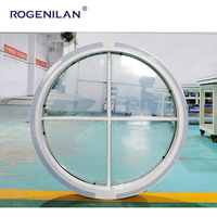 Ventanas de Celosía con Marco de Aluminio Estilo Francés Rogenilan, Claraboyas Fijas Redondas de Doble Cristal Templado