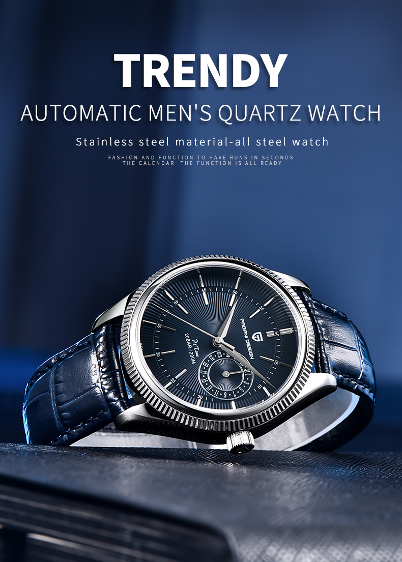 PAGANI DESIGN Top Brand Men Quartz Wristwatches Fashion Sapphire Glass Business Watches Waterproof Genuine Leather Watches