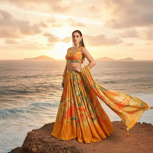 Lehenga et Blouse traditionnels en Georgette avec Dupatta, exportateur et fournisseur indien - Product Image 1