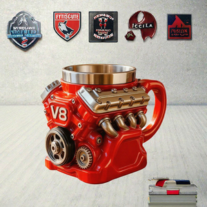 แก้วเรซิ่นรูปเครื่องยนต์ V8 สีแดง แก้วรูปเครื่องยนต์รถยนต์ ของตกแต่งโต๊ะทำงาน สำหรับแฟนๆรถยนต์ เป็นของขวัญ - Product Image 3