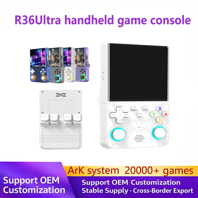 2026 New Model R36 Ultra 4.0-inch Screen Handheld Gaming Console Wi-Fi Communication 20000 Built-in Games 64GB ArK OS 720x720