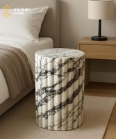 Table d'appoint ronde en marbre Calacatta Viola YUSHI pour salon, chambre à coucher, décoration de la maison