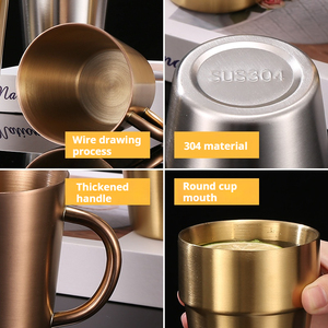 Bicchieri Termici in Acciaio Inox 304 a Doppia Parete, Semplici Tazze Coreane Oro Argento Oro Rosa per Caffè e Tè, per Casa Bar Feste 300 ml - Product Image 4