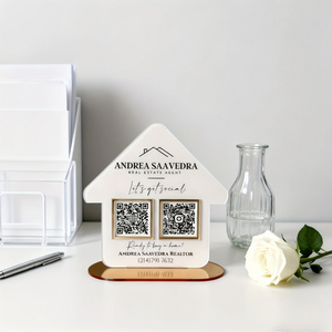 Letrero de Código QR Personalizado en Acrílico de 5mm/10mm, Corte de Texto/Base de Espejo, 2 Códigos Definibles, Exhibición para Tiendas, Recepción, Marca Empresarial - Product Image 4