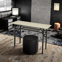 Table pliante double couche Moon moderne pour l'extérieur, l'entraînement, l'apprentissage, les devoirs, pieds réglables en métal, conception à double ressort