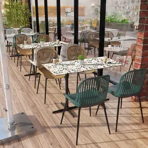 Bakery Cafe Food Court Outdoor Restaurant Furniture Marmor Granite Table And Chairs