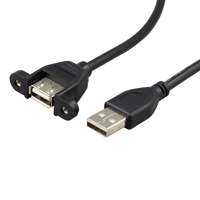 Wholesale Panel Mount USB Cable Male to Female Extension with Screw Locking and Braid Shielding Computer Cables