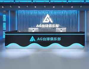 Art Special Shaped Lobby Reception <b>Desk</b> Custom Mixed Material Durable Front Counter for Commercial Space Hotel Store - Product Image 2