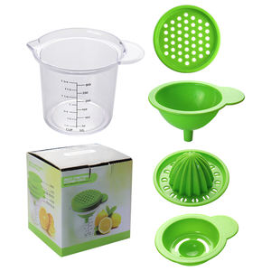 Juegos de exprimidor de limón de plástico 5 en 1, exprimidor manual multifuncional de cítricos, exprimidor de limón, rebanador de ajo, prensa <span class=keywords><strong>con</strong></span> taza medidora - Product Image 6