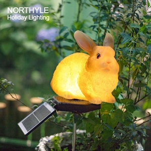 Solar conejo escultura luz LED jardín 3D Anime lámparas al aire libre Pascua decoración bonita decoración de vacaciones - Product Image 2