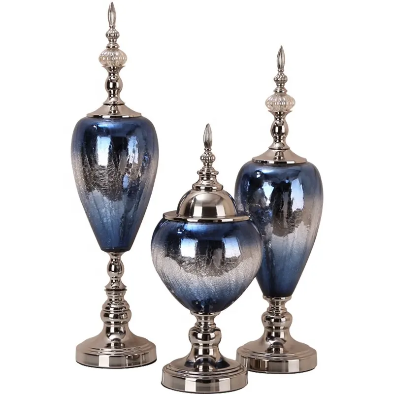 European style retro luxury home decoration high-end glass floral crafts ornaments