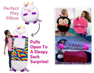 Hot Sale Cartoon Soft Plüsch Vakuum paket Kinder Sleepy Sack Schlafsack Spielzeug Schlafsack Mit Kissen