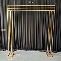 Arche carrée dorée en métal pour événements de mariage, support de fleurs, toile de fond pour décorations de mariage