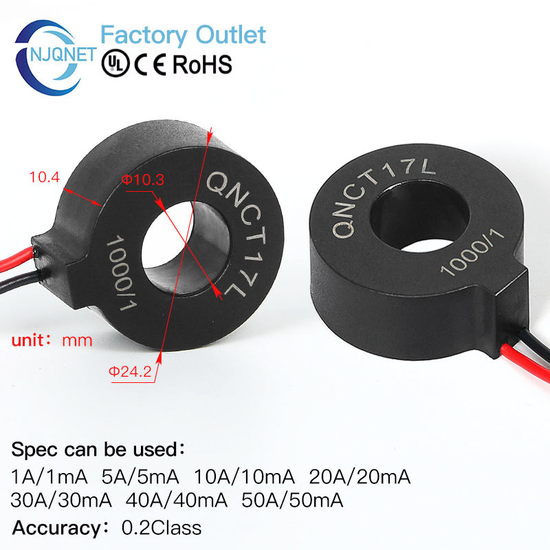 Small AC Current Transformer Ring Type CT QNCT17L 10mA 20A 20mA 30A 15mA 50A 25mA 100A 50mA 2000 Micro Current Transducer Sensor