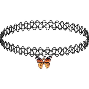<span class=keywords><strong>Collier</strong></span> ras du <span class=keywords><strong>cou</strong></span> en cuivre noir style <span class=keywords><strong>tatouage</strong></span> - Pendentif papillon chaîne bambou style sportif pour femmes, adolescentes, soirées et usage quotidien - Product Image 2