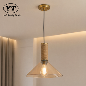 Modern Glass Pendant <b>Light</b> With Amber Cone Shade Gold Finish Adjustable Height For Dining Room Kitchen Island Restaurant - Product Image 1