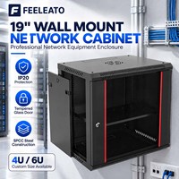 Rack de serveur mural pratique de 19 pouces pour centre de données, 4U 6U, en acier SPCC, avec porte en verre trempé, revêtement en poudre, pour équipement informatique intérieur