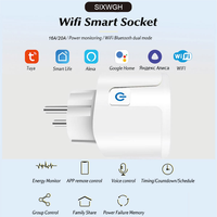 Prise intelligente SIXWGH conforme aux normes européennes avec suivi de la consommation d'énergie via l'application Smart Life, compatible avec Alexa, Google Home et Alice, commande vocale