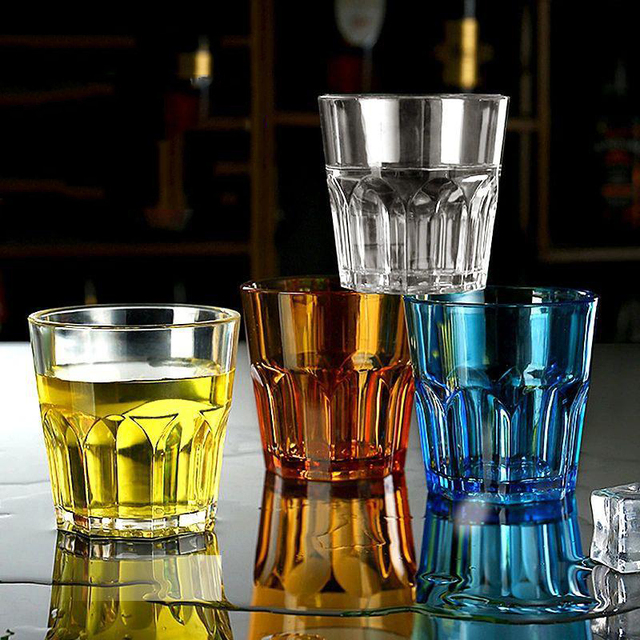 Custom Logo Color Unbreakable Drink Cup Transparent Polycarbonate Wine Tea Light PC Hard Plastic Acrylic Cups L35